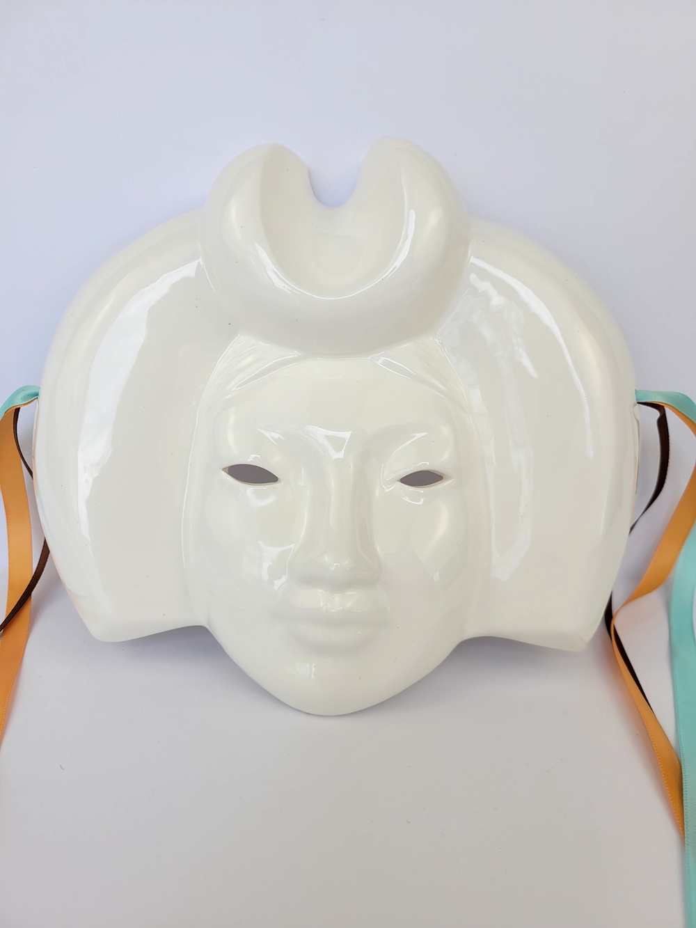 Vintage 1982 Enesco White Asian Opera Theater Wall Mask Style Decor